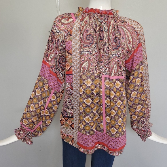 Molly Bracken Hippie Printed Sheer Blouse, VGUC, Size S - Picture 6 of 9